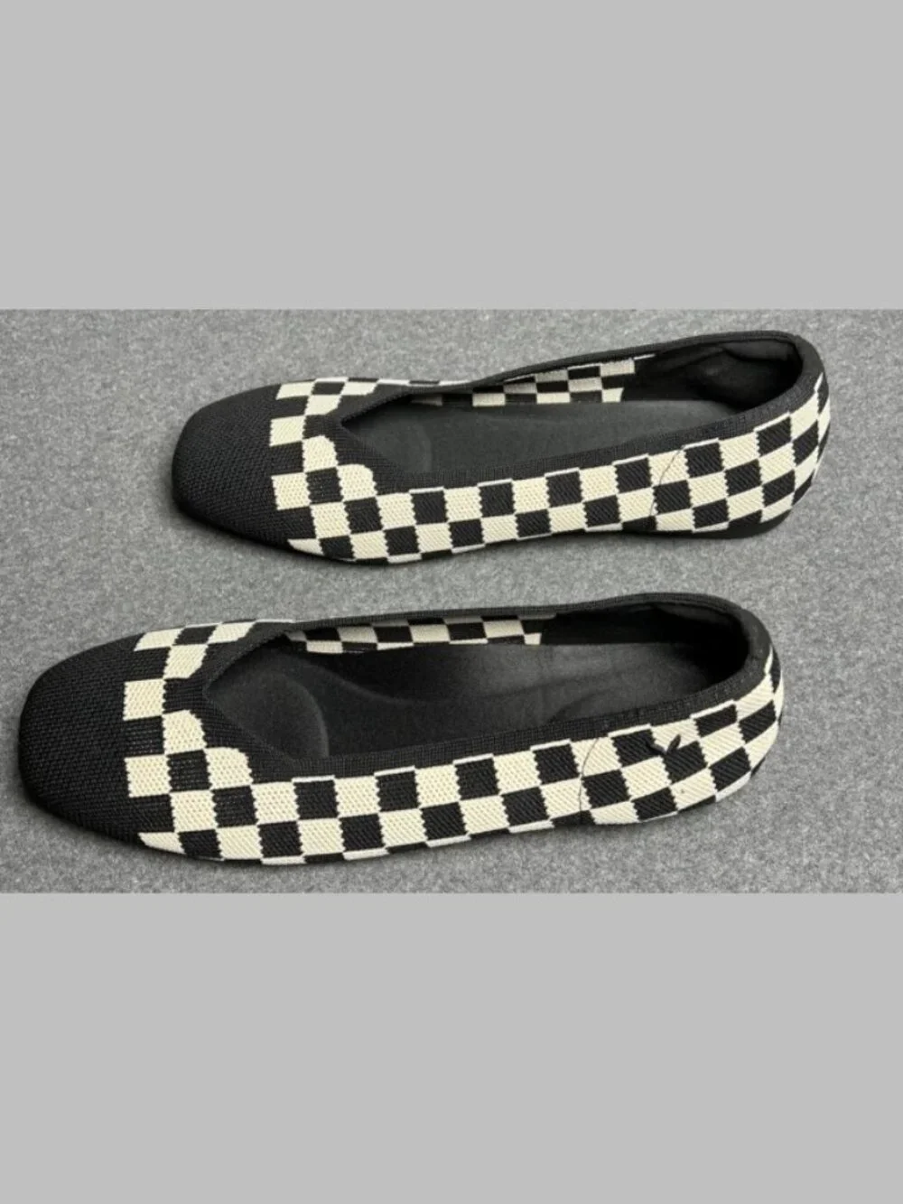 VIVAIA Margot 2.0 Women's Ballet Flats 8.5 EU 39.5 Black Cream Checkerboard Knit